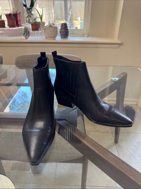 Marc Fisher Black Bootie Pointed Toe Block Heel